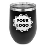 Logo Stemless Stainless Steel Wine Tumbler - Black - Double-Sided