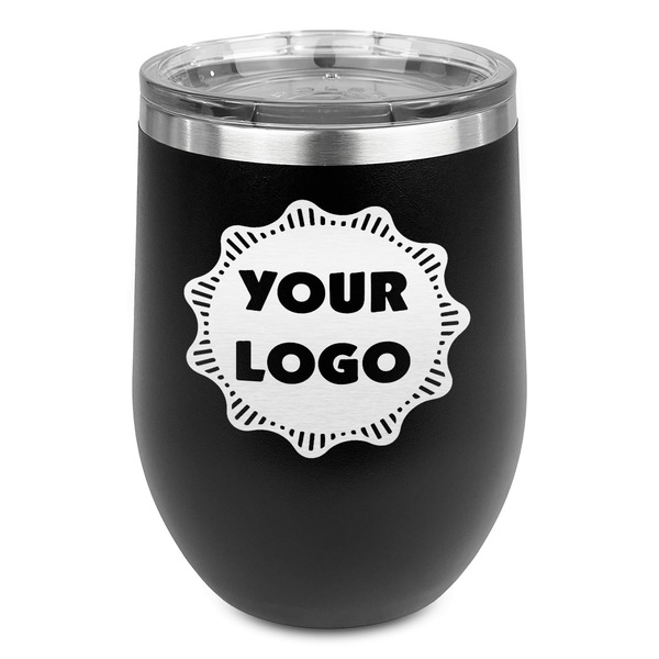 Custom Logo Stemless Stainless Steel Wine Tumbler - Black - Double-Sided