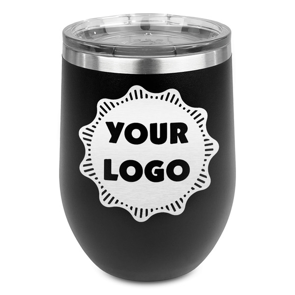 Custom Logo Stemless Stainless Steel Wine Tumbler - Black - Single-Sided
