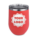 Logo Stemless Stainless Steel Wine Tumbler - Coral - Double-Sided
