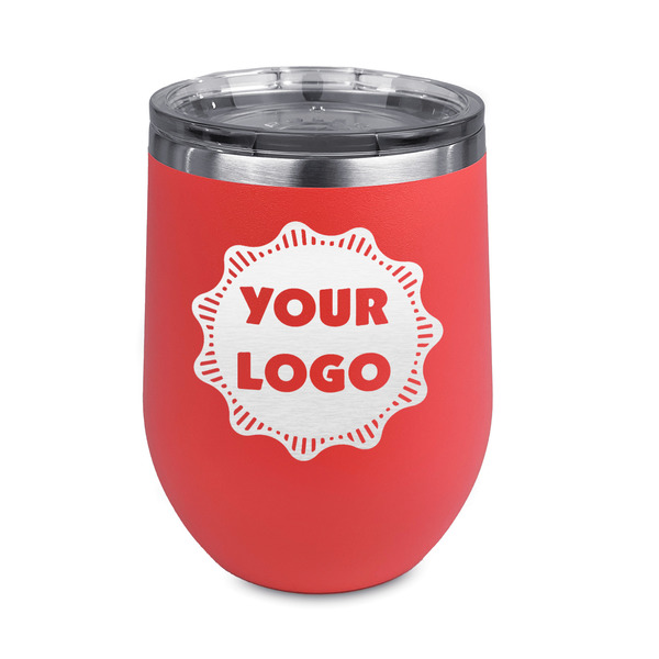 Custom Logo Stemless Stainless Steel Wine Tumbler - Coral - Double-Sided
