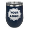Logo Stemless Stainless Steel Wine Tumbler - Navy - Double-Sided