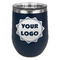 Logo Stemless Stainless Steel Wine Tumbler - Navy - Single-Sided