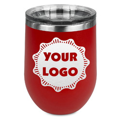 Logo Stemless Stainless Steel Wine Tumbler - Red - Double-Sided