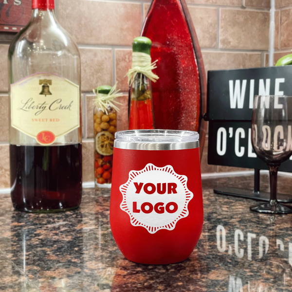 Logo Stainless Wine Tumblers - Red - Single Sided - In Context