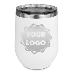 Logo Stemless Stainless Steel Wine Tumbler - White - Double-Sided