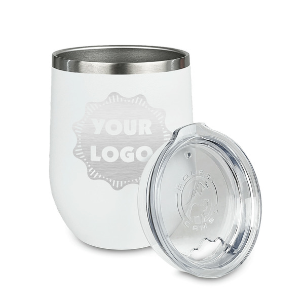 Logo Stainless Wine Tumblers - White - Single Sided - Alt View