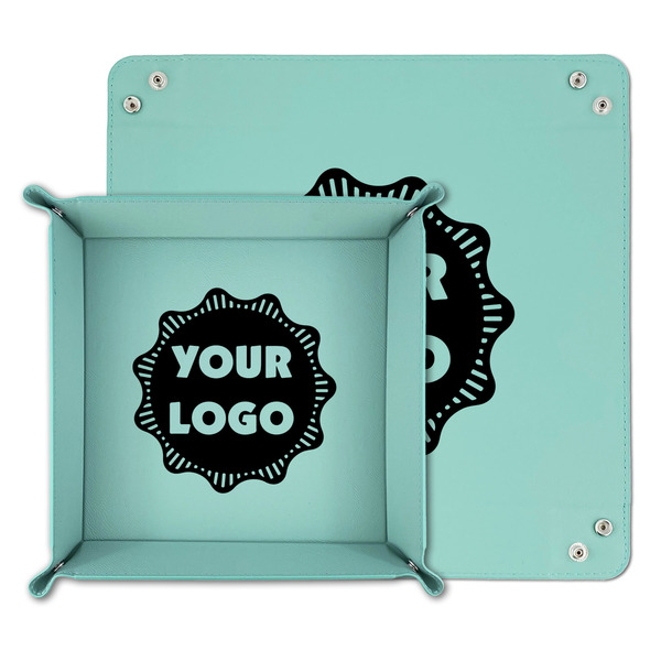 Logo Teal Faux Leather Valet Trays - PARENT MAIN