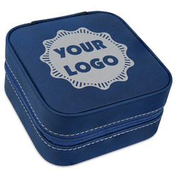 Logo Travel Jewelry Box - Navy Blue Leather