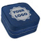 Logo Travel Jewelry Boxes - Leather - Navy Blue - Angled View