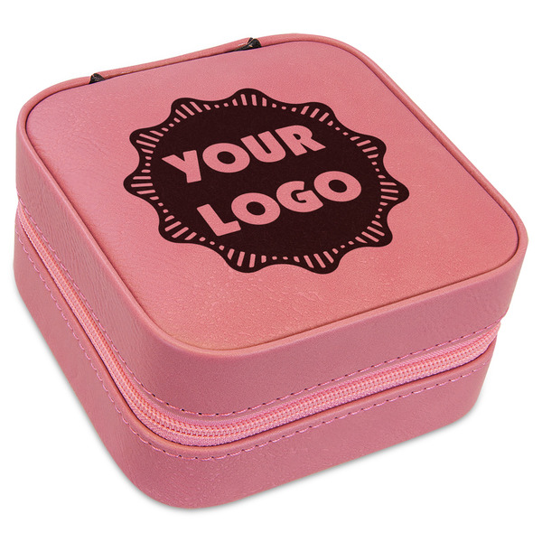 Custom Logo Travel Jewelry Boxes - Pink Leather