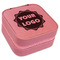 Logo Travel Jewelry Boxes - Leather - Pink - Angled View