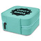 Logo Travel Jewelry Boxes - Leather - Teal - View from Rear