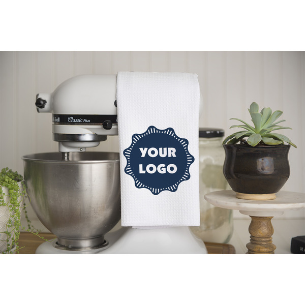 Logo Waffle Weave Towel - Lifestyle - Partial Print