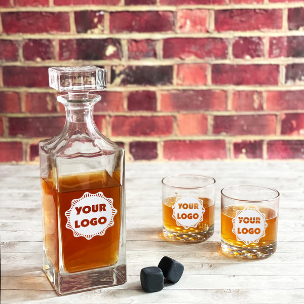 Logo Whiskey Decanters - 30oz Square - Lifestyle