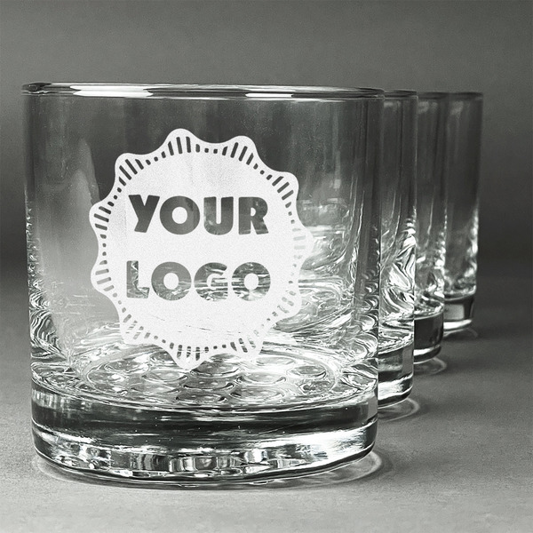 Custom Logo Whiskey Glasses - Engraved - Set of 4