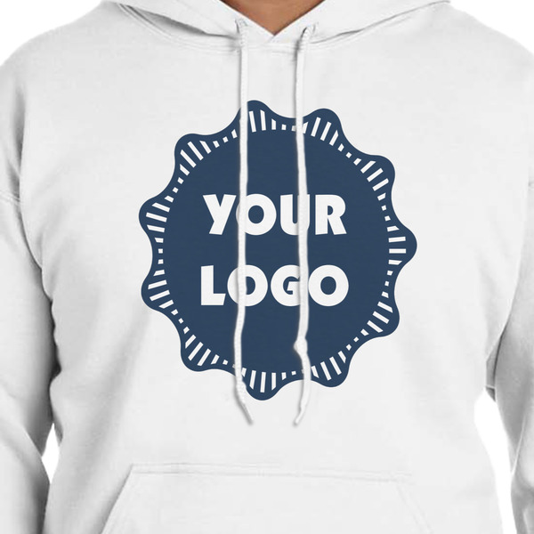 Logo White Hoodie on Model - CloseUp