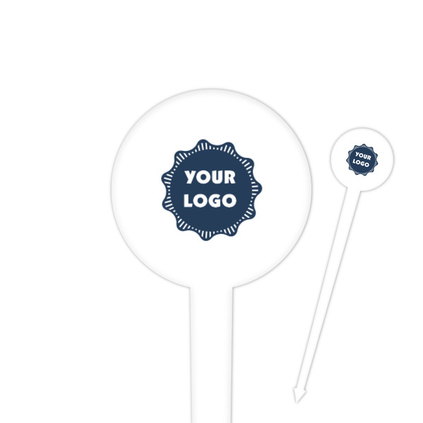 Custom Logo 4" Round Plastic Food Picks - White - Double-Sided