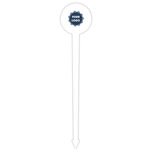 Logo White Plastic 6" Food Pick - Round - Single Pick