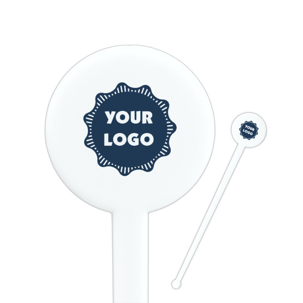 Custom Logo 7" Round Plastic Stir Sticks - White - Double-Sided