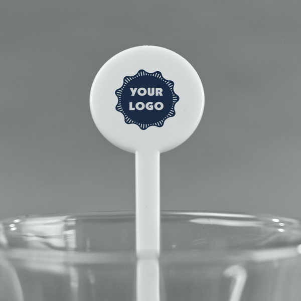 Logo White Plastic 7" Stir Stick - Round - Main