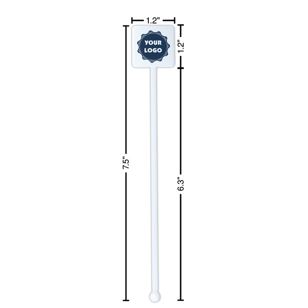 Logo White Plastic Stir Stick - Square - Dimensions