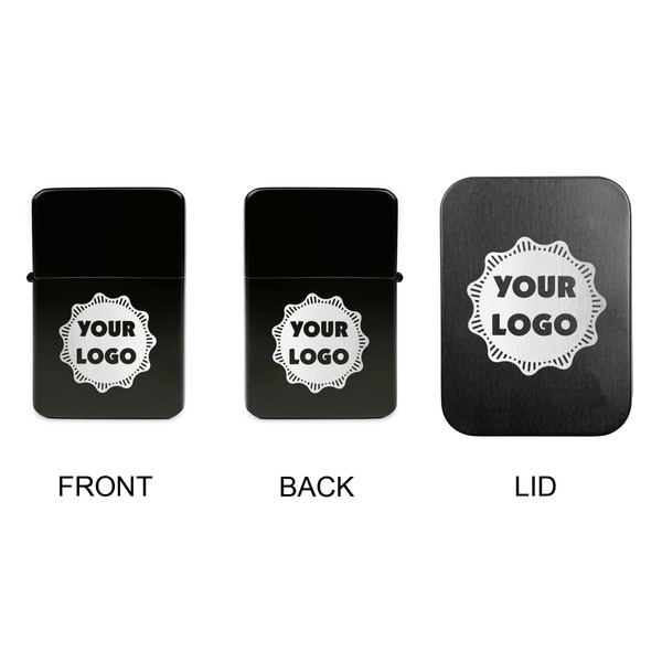 Logo Windproof Lighters - Black, Double Sided, w Lid - APPROVAL