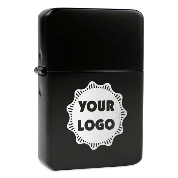 Custom Logo Windproof Lighter - Black - Double-Sided