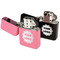 Logo Windproof Lighters - Black & Pink - Open
