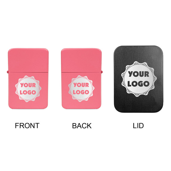 Logo Windproof Lighters - Pink, Double Sided, w Lid - APPROVAL