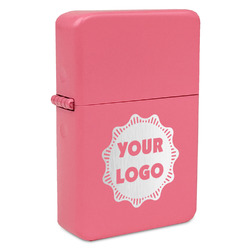 Logo Windproof Lighter - Pink - Double-Sided & Lid Engraved