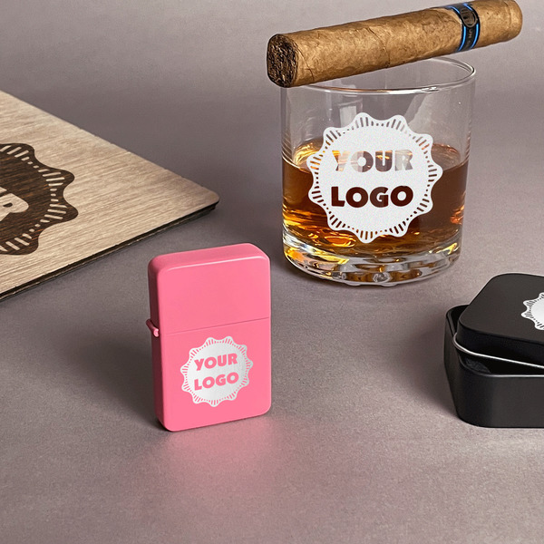 Logo Windproof Lighters - Pink - In Context
