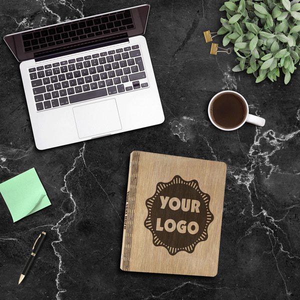 Logo Wood 3-Ring Binders - 1" Letter - In Context