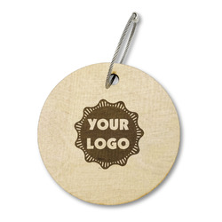 Logo Wood Luggage Tag - Round