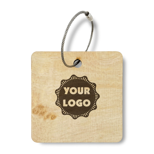 Custom Logo Wood Luggage Tag - Square