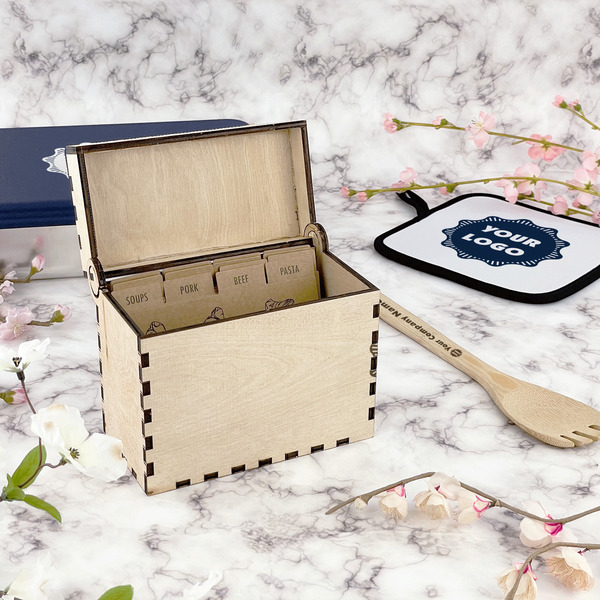 Logo Wood Recipe Boxes - Lifestyle