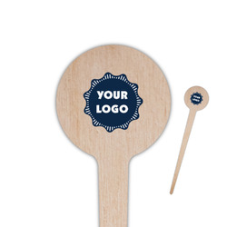 Logo 4" Round Wooden Food Picks - Single-Sided
