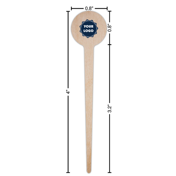Logo Wooden 4" Food Pick - Round - Dimensions