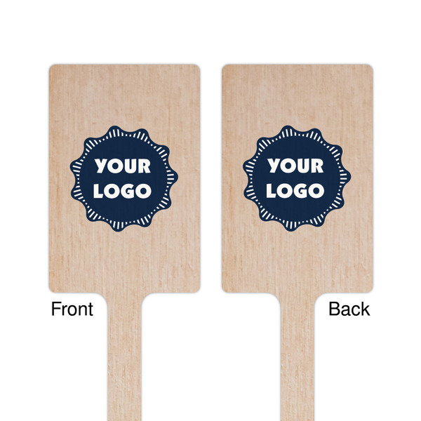 Logo Wooden 6.25" Stir Stick - Rectangular - Double Sided - Front & Back