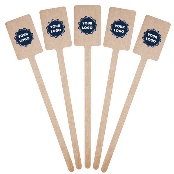 Logo Wooden 6.25" Stir Stick - Rectangular - Fan View