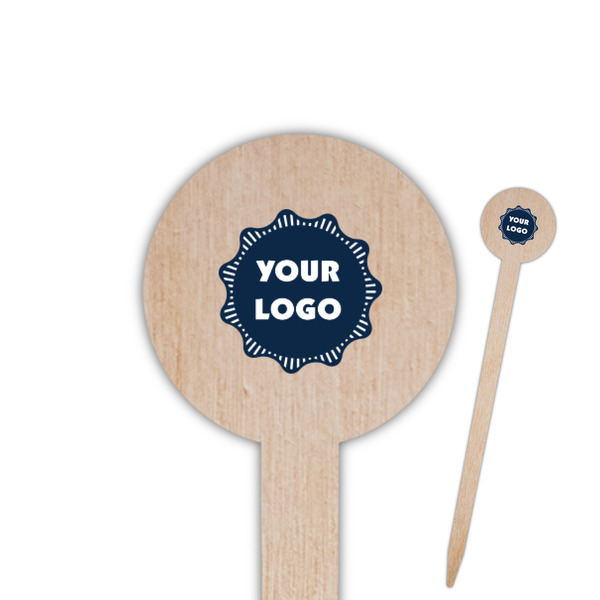 Custom Logo 6" Round Wooden Food Picks - Single-Sided