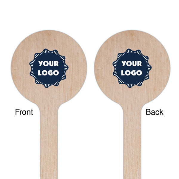 Logo Wooden 6" Stir Stick - Round - Double Sided - Front & Back