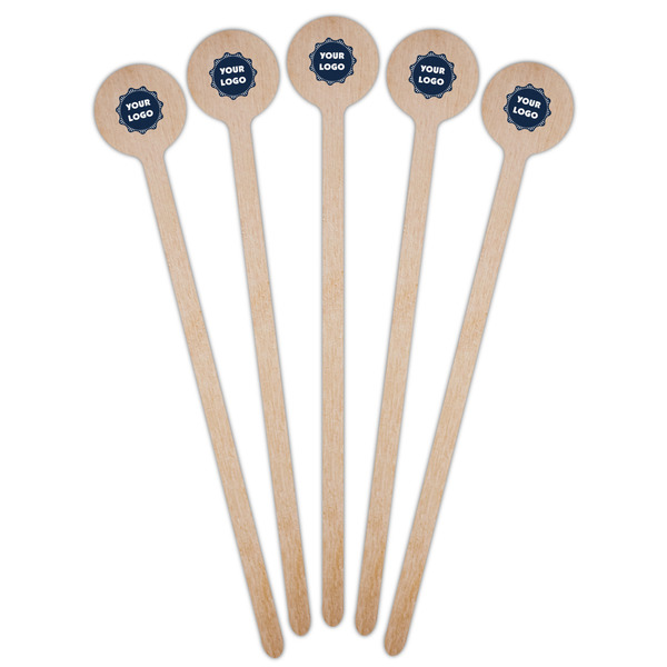 Logo Wooden 6" Stir Stick - Round - Fan View