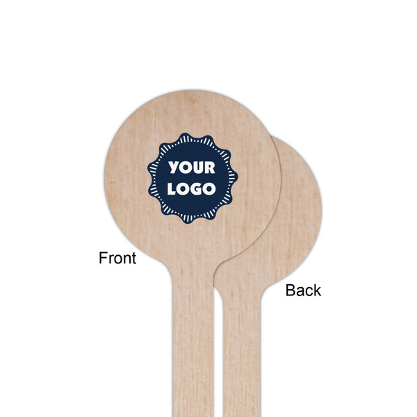 Logo Wooden 6" Stir Stick - Round - Single Sided - Front & Back