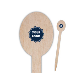 Logo Oval Wooden Food Picks - Double-Sided