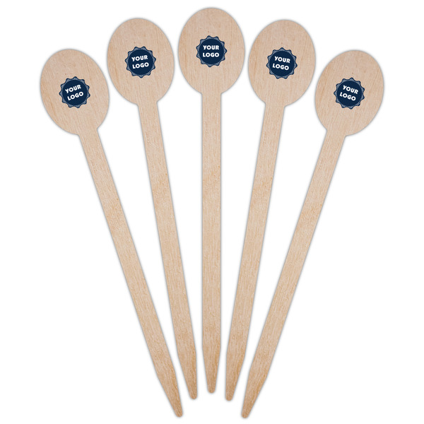 Logo Wooden Food Pick - Oval - Fan View