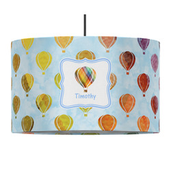 Watercolor Hot Air Balloons 12" Drum Pendant Lamp - Fabric (Personalized)