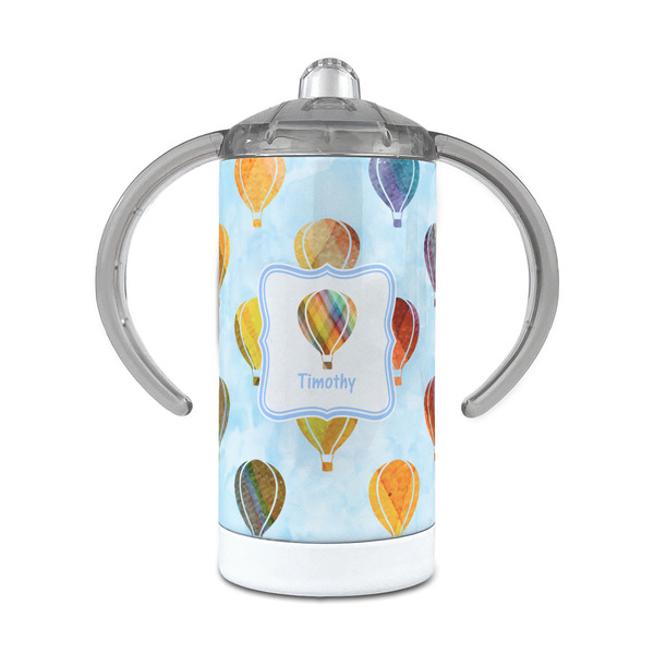 Custom Watercolor Hot Air Balloons 12 oz Stainless Steel Sippy Cup (Personalized)