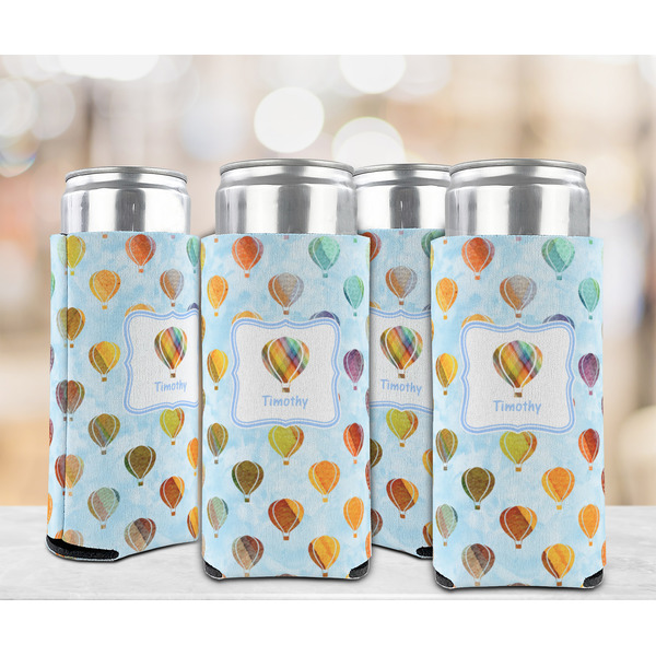 Watercolor Hot Air Balloons 12oz Tall Can Sleeve - Set of 4 - LIFESTYLE