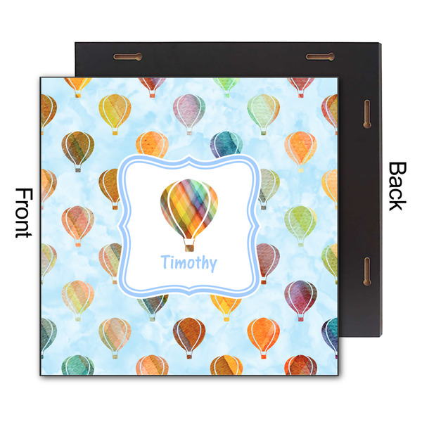 Watercolor Hot Air Balloons 12x12 Wood Print - Front & Back View